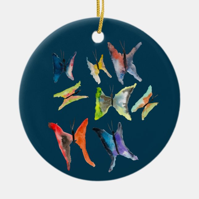 Färgbeläggning av vattenfärg butterfär av keramisk julgransprydnad keramik (Framsidan)