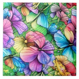 Färgbeläggning av vattenfärg Garden Kakelplatta