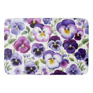 Färgbeläggning av vattenfärg Pansy Flowers Vit bak Badrumsmatta