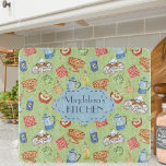 Färgbeläggning av vattenfärgad Vintage Kitchen Che<br><div class="desc">Ljusstark och färglös "Bon Appetite" mönster tillverkad med vattenfärgade vintage köksartiklar och mat och faux guld glitter inslag,  anpassade text för en personlig gåva.</div>