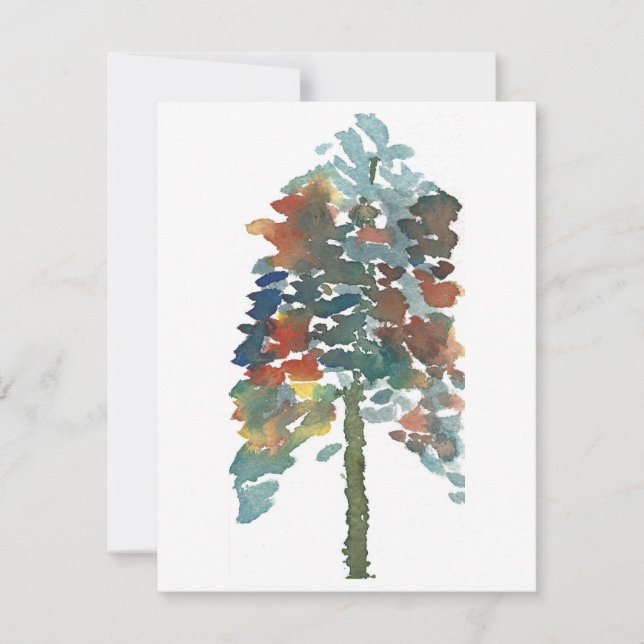 Färgbeläggning av vattenfärgen Gräs Träd Art Anteckningskort (Framsida)