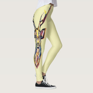 Färgbeläggning av vattenfärgen Hjort Head Art Leggings