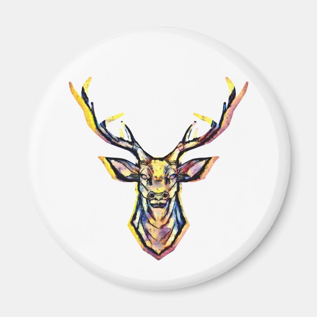 Färgbeläggning av vattenfärgen Hjort Head Art Magnet (Framsidan)