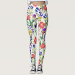 Färgbeläggning av vattenfärgen Vild Blommor Poppie Leggings<br><div class="desc">Unika baljväxter med färgat mönster av vattenfärgade färgade illustrationer av fjärilar,  bin,  ladybuggar och blommor av typen Provence-stil fält: lavenders,  pansier,  poppies med mera.</div>