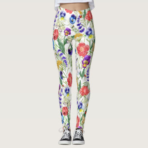 Färgbeläggning av vattenfärgen Vild Blommor Poppie Leggings
