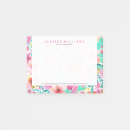 Färgbeläggning av vattenfärger Flowers Collage Post-it Block