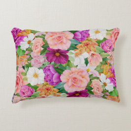 Färgbeläggning av vattenfärgsfärgad Blommigt Garde Prydnadskudde