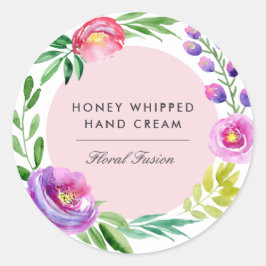 Färgbeläggning av vattenfärgsprodukt för Blommigt  Runt Klistermärke