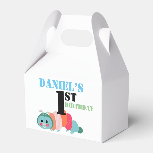 Färgbeläggning av vattenpelare Första födelsedag Presentaskar (Framsidan Sidan)