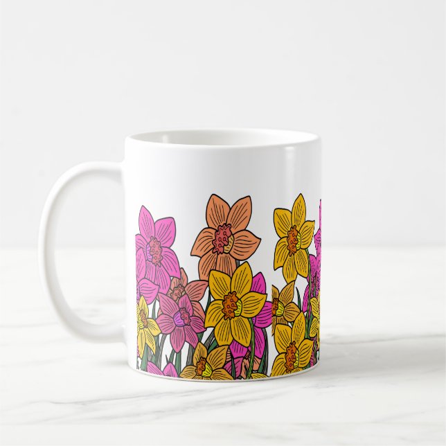 Färgbeläggning Daffodils Blommor Kaffemugg (Vänster)