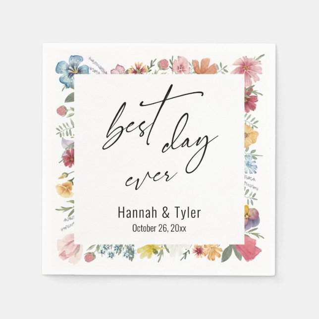 Färgbeläggning Gräns av ängsblommor Pappersservett (Framsidan)