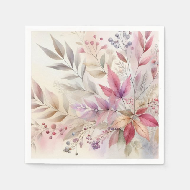 Färgbeläggning med Höst löv vattenfärgspastel färg Pappersservett (Framsidan)