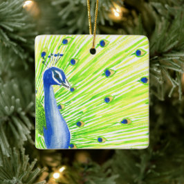 Färgbeläggning med vattenfärg Peacock Julgransprydnad Keramik