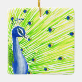 Färgbeläggning med vattenfärg Peacock Julgransprydnad Keramik