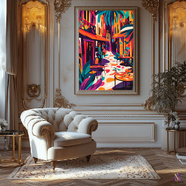 Färgbeläggning utomhus i Fauvist Stil Canvastryck