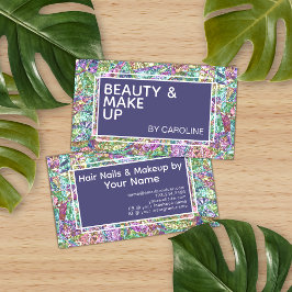 Färgbeljig iriscent opal Marble Gnistra Glitter Visitkort