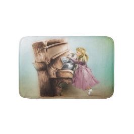 Färgbelyst badmatt - Piano Girl Badrumsmatta