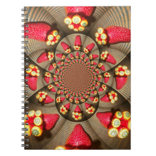 Färgbelyst rött ljus: Jordgubbe Kaleidoscope Art Anteckningsbok