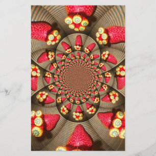 Färgbelyst rött ljus: Jordgubbe Kaleidoscope Art Brevpapper