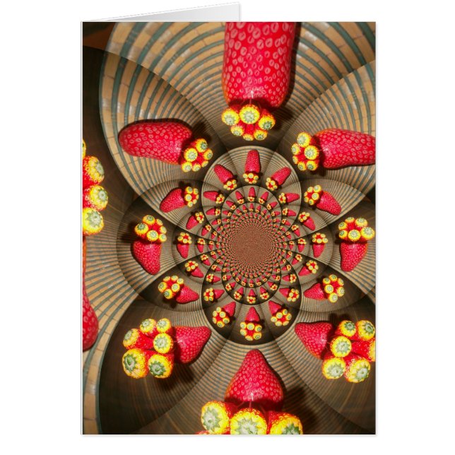 Färgbelyst rött ljus: Jordgubbe Kaleidoscope Art Hälsningskort (Framsidan)