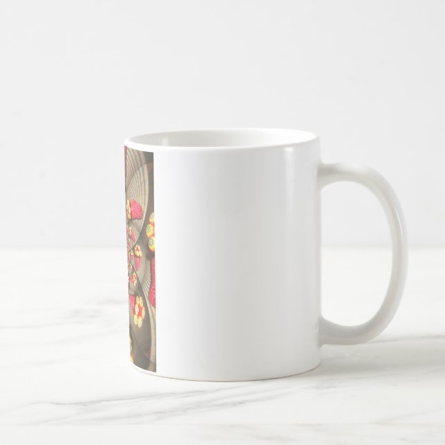 Färgbelyst rött ljus: Jordgubbe Kaleidoscope Art Kaffemugg (Höger)
