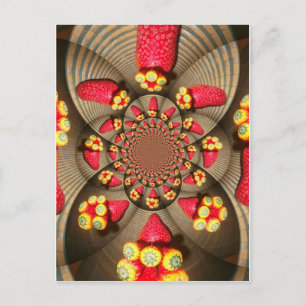 Färgbelyst rött ljus: Jordgubbe Kaleidoscope Art Vykort