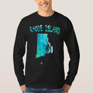 Färgbesolerad Karta i Rhode island i vattenmiljö T Shirt