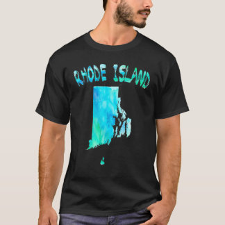 Färgbesolerad Karta i Rhode island i vattenmiljö T Shirt