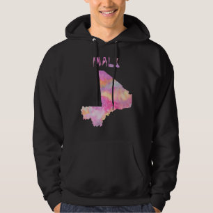 Färgbesolerad mali Karta i vattenfärgad färgstark Hoodie
