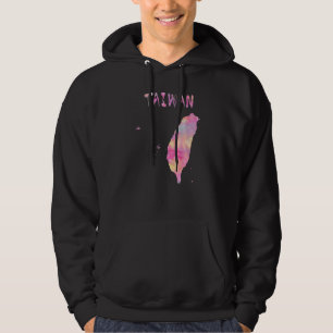Färgbesolerad Taiwan Karta i vattenfärgad färgfärg Hoodie
