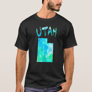 Färgbesolerad Utah State Karta i Watercolor Usa T Shirt