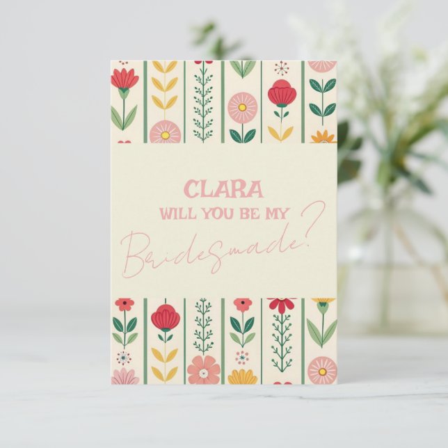 Färgbest Vår Wildblomskgarde Bridesmade Inbjudningar (Stående Fram)