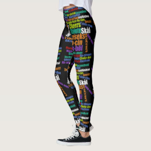 Färgbeställning på många språk Ord Cloud Leggings