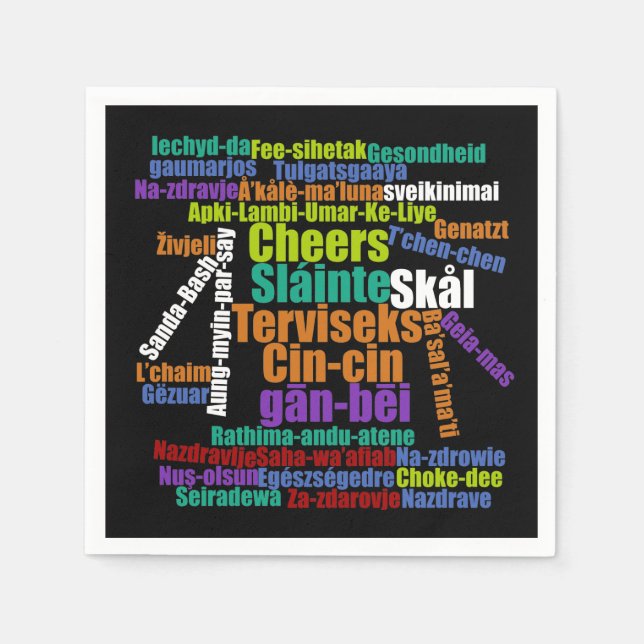 Färgbeställning på många språk Ord Cloud Pappersservett (Framsidan)