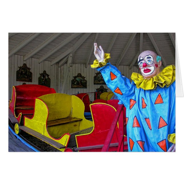 Färgbeständig clown hälsningskort (Framsidan Horizontal)