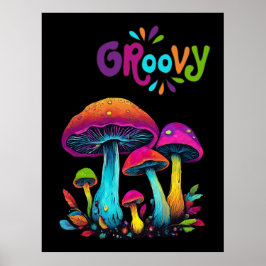 Färgbeständig Psykedelisk Groovy-svampar- Poster