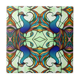 Färgbeständigt art nouveau-pacock-lagat glas Stil Kakelplatta