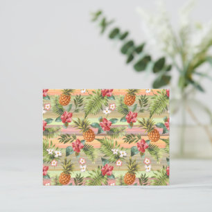 Färgbeständigt Blommönster av ananas Vykort