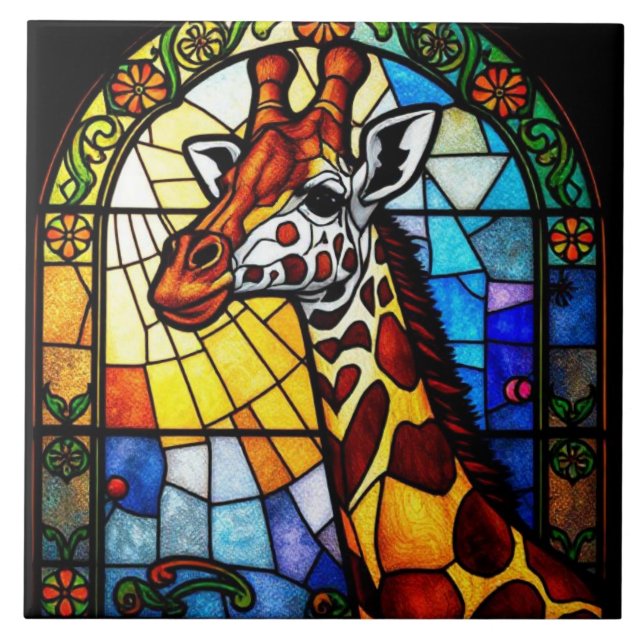 Färgbeständigt glaserat Giraffe Animal Artwork Kakelplatta (Framsidan)
