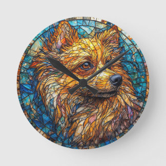 Färgbeständigt Hund Porträtt Rund Klocka