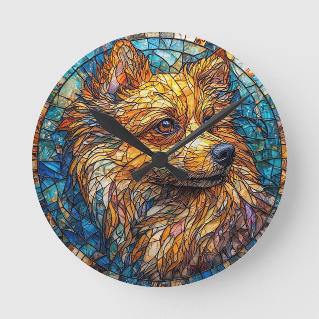 Färgbeständigt Hund Porträtt Rund Klocka (Framsida)