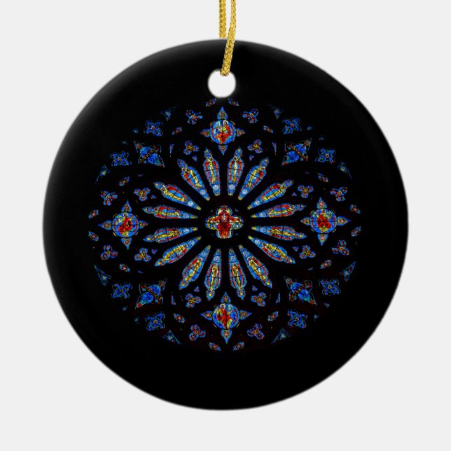 Färgbeständigt kyrkglas julgransprydnad keramik (Framsidan)