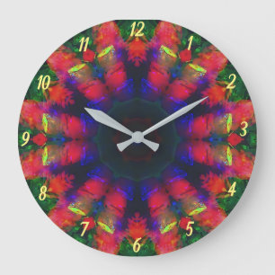 Färgbeständigt Psychedelic Retro Boho-väggklocka Stor Klocka