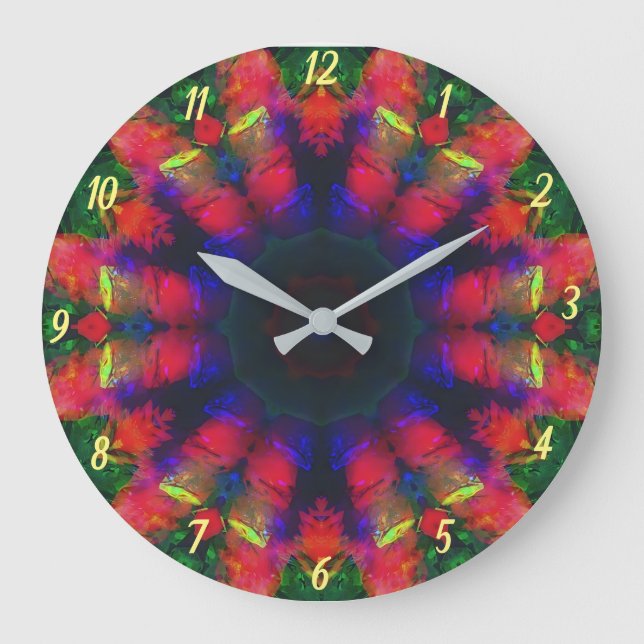 Färgbeständigt Psychedelic Retro Boho-väggklocka Stor Klocka (Framsida)