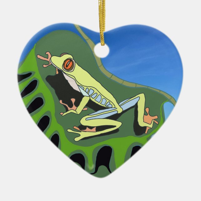 Färgbestigning Träd Frog Julgransprydnad Keramik (Framsidan)