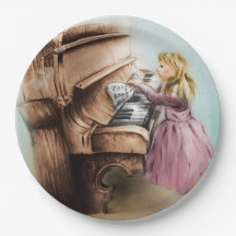 Färgbestruken papper plåt - Piano Girl