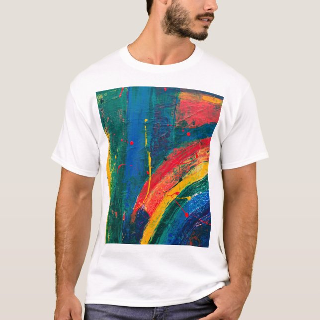 Färgbestruken T-Shirt | Vibrant konstnärlig Desi (Framsida)
