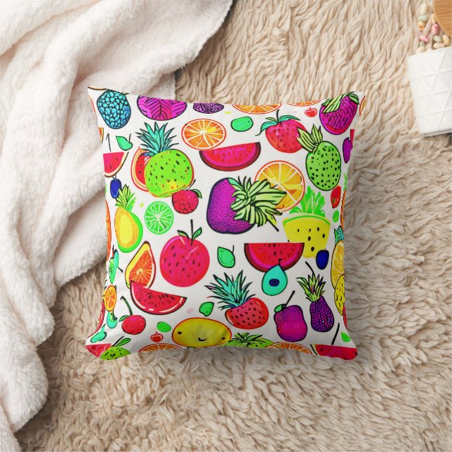 Färgbestruket fruktkonst kudde (Filt)