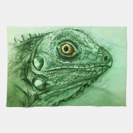 Färgbestruket kökshandduk - Iguana