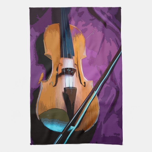 Färgbestruket kökshandduk - Viola (Vertikal)